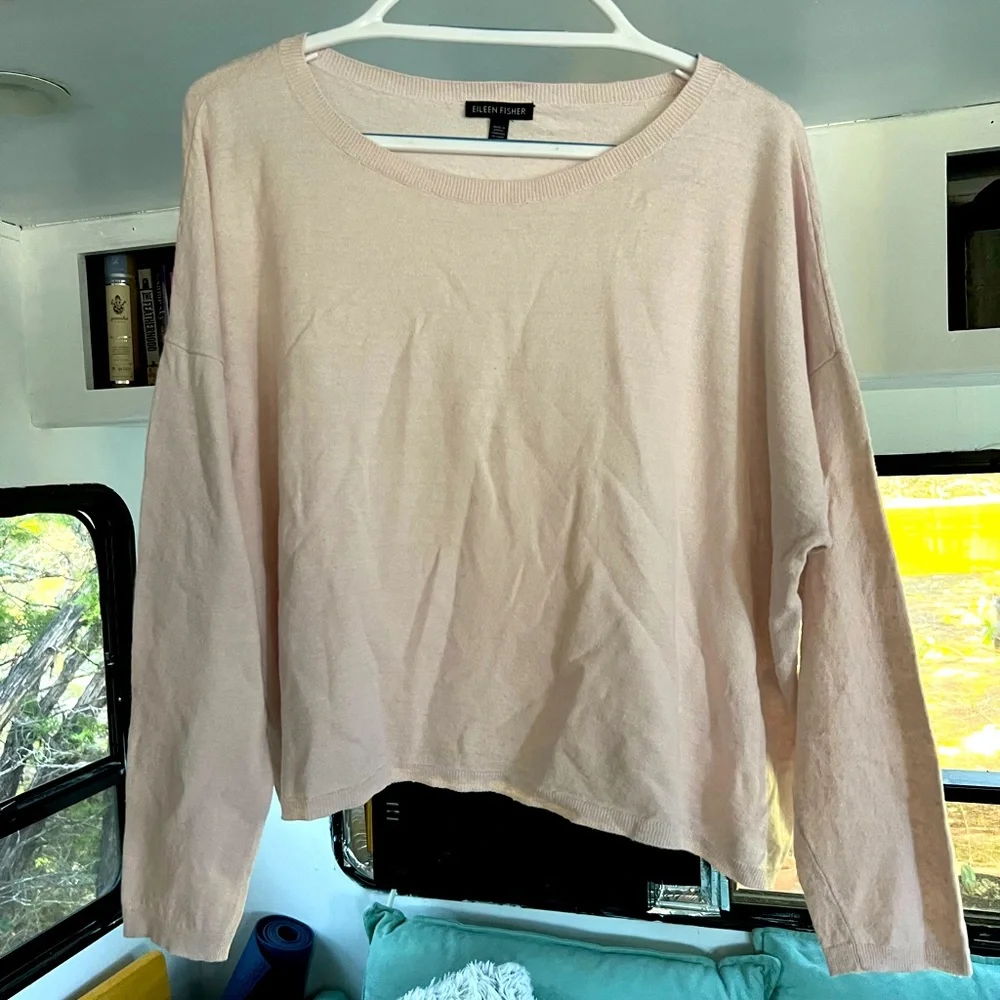 87% Organic Linen Eileen Fisher Long Sleeve Shirt (size: S/P) - Picture 1 of 4